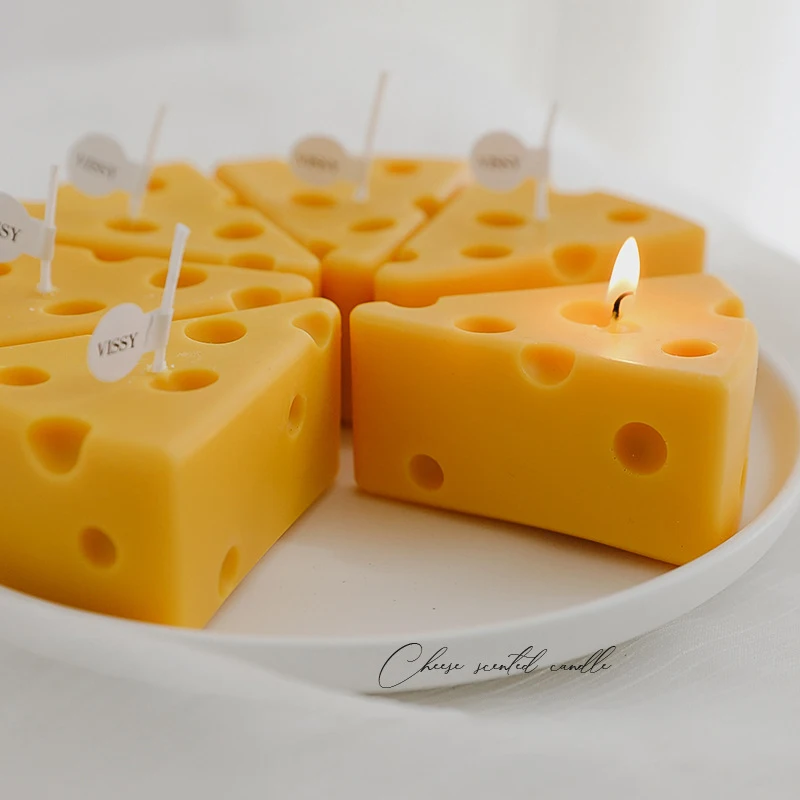 Most popular product New Arrivals Soy Wax Cute Cheese Cake Candles INS Scented Candles For wedding home decoration