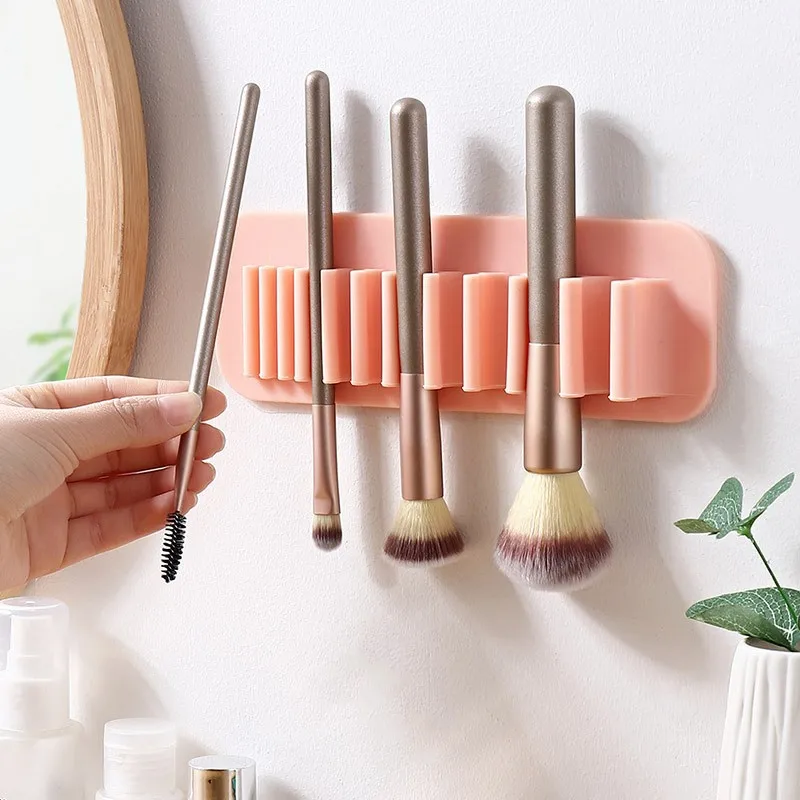 Bathroom bathroom multi-functional toilet with suction cup drying rack silicone suction wall makeup brush storage rack