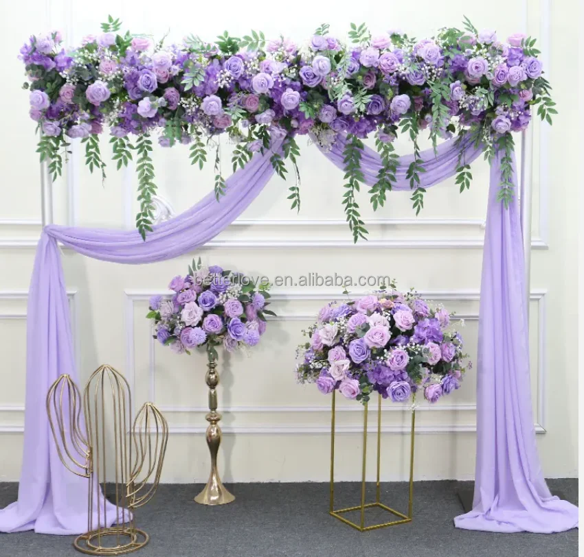 Artificial Flowers 70cm Purple Wedding Centerpieces Road Lead Flower Ball Centerpiece For Wedding Birthday Party Decor