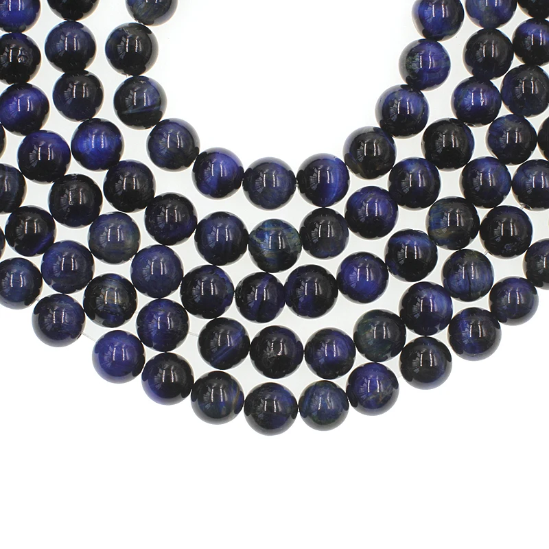 Wholesale Loose Bead Strand Round 10mm Gemstone Natural Blue Tiger Eye Stone Beads For Jewelry Making
