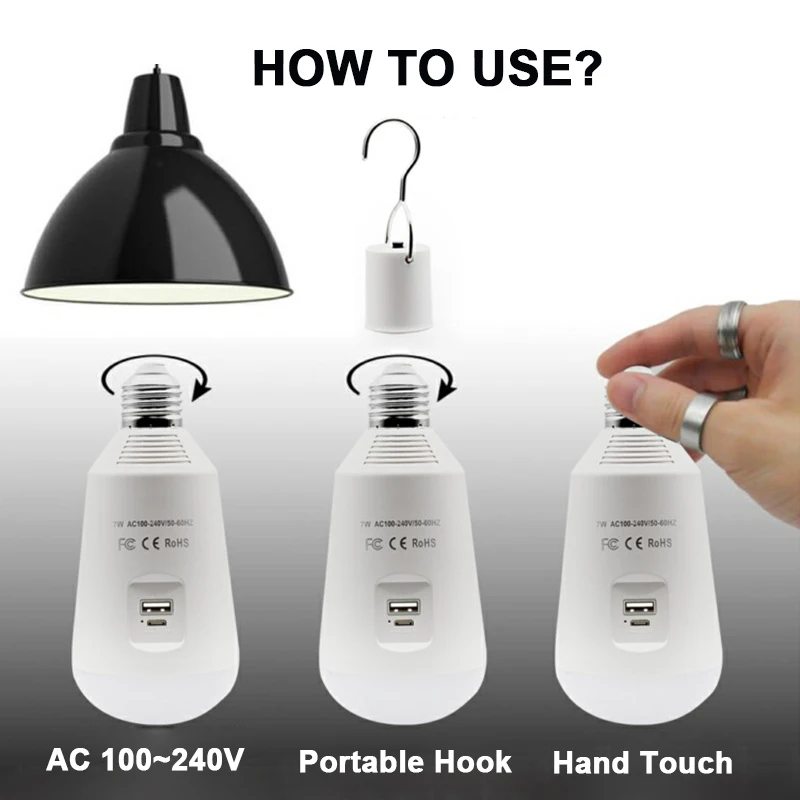  Portable LED Solar Lamp Charged Energy Light Panel Powered Emergency Bulb For Outdoor Garden Camping Tent