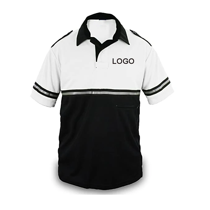 Custom Logo  Two Tone Security Top Reflective Stripes polo shirt with Zipper Pocket polos workwear shirts