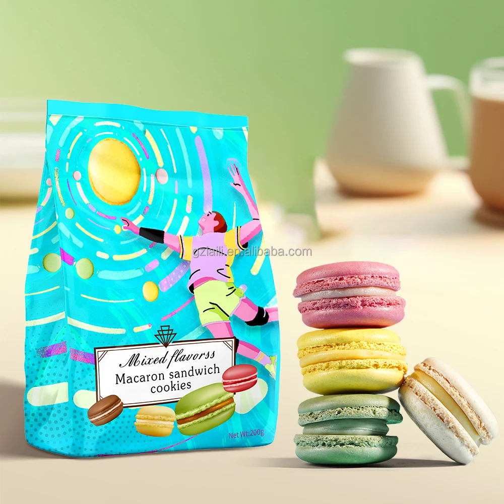 Factory Healthy Macron Cookies Multiple Flavours Crispy Macaron Sandwich Biscuits Cookies