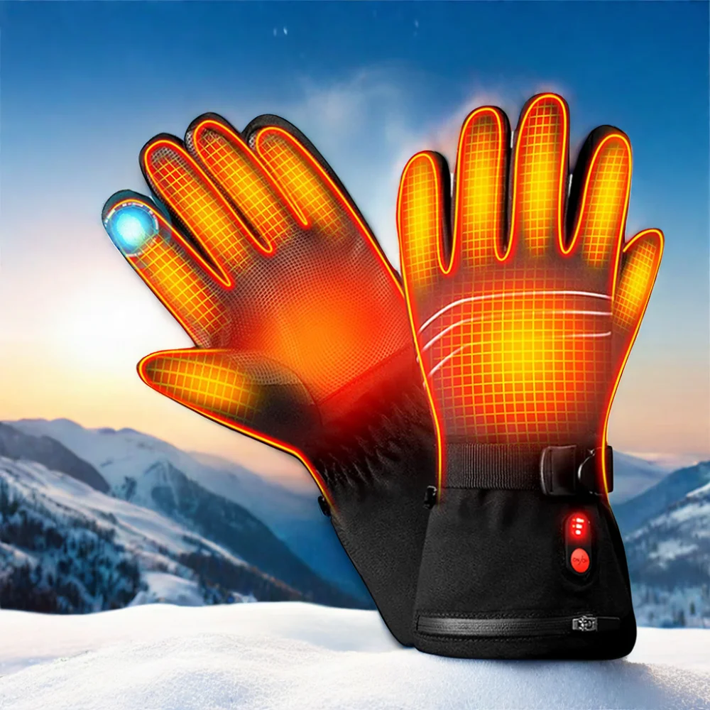 USB Rechargeable Heating Gloves Winter Touchscreen Women and Men Warm Gloves for Motorcycle Fishing Hiking Cycling Skiing