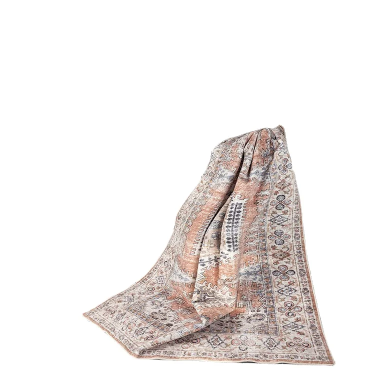 Modern Non-Slip TPR Backing Faux Fur Throw Rug Abstract Non Shedding Faux Wool Soft Fuzzy Rug  Durable Floor Mats for Home