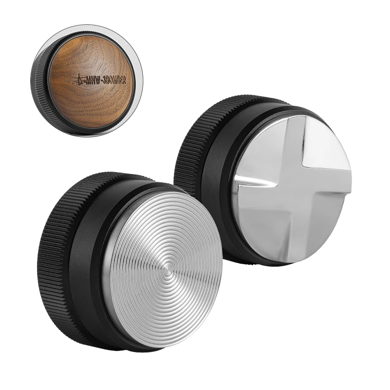 MHW-3BOMBER Macaron Coffee Tamper Machine 51/58mm Coffee Distributor Espresso Maker Wooden Cover Thread bottom Barista Tamper