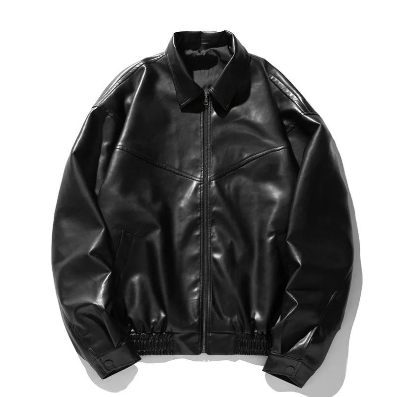 Custom Fashion Zip Up Embroidery Logo Retro Vintage Streetwear Motorcycle Motorbike Pu Cropped Leather Jackets For Men