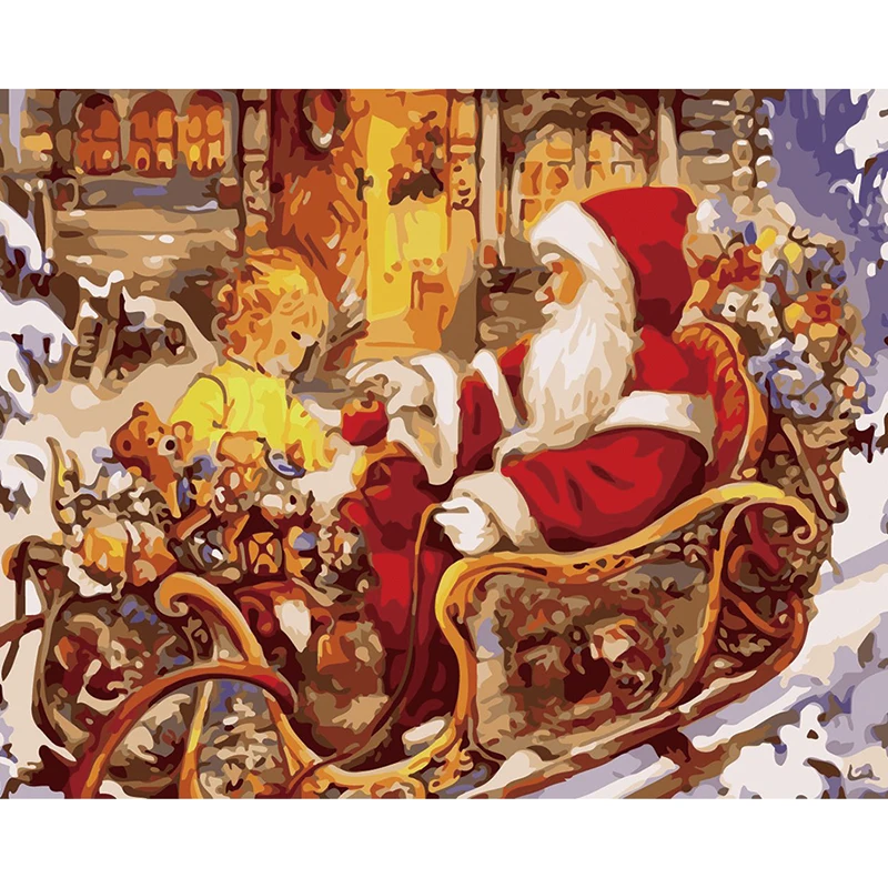 Wholesaling Christmas dogs and trees Merry Christmas design DIY painting by number oil painting