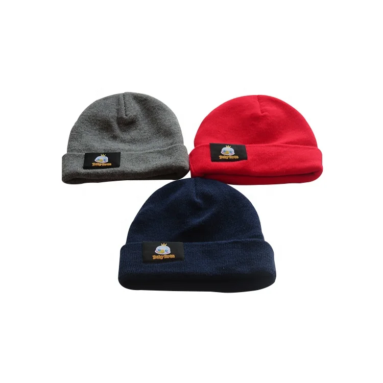High quality cheap wholesale  unisex baby beanie hat cap fashion children hats knitted beanie with custom label