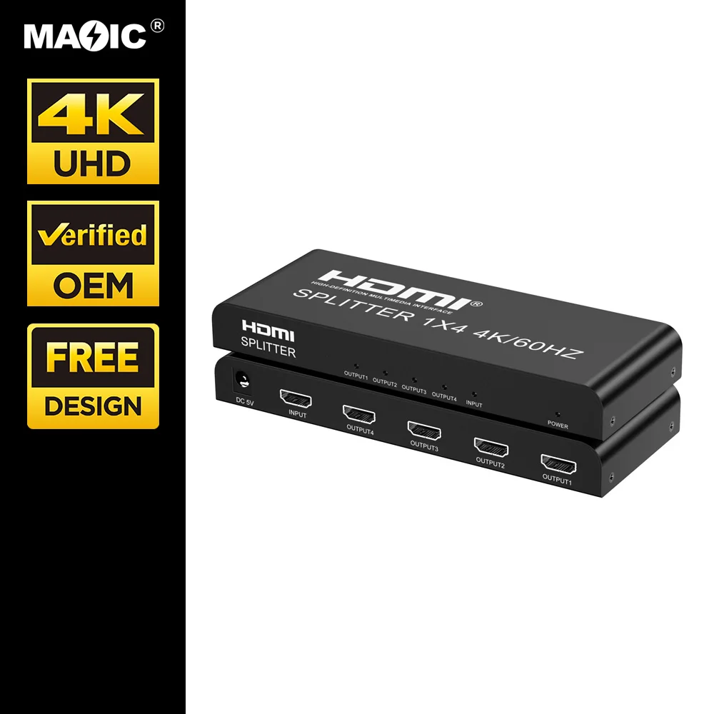 Wholesale HDMI Splitter Switcher 4 Way HDMI Distributor 1X4 Multimedia Splitter HDMI Splitter Extend Display 1 In 4 Out 4K 60HZ