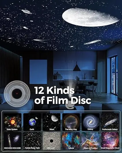 Planetarium Galaxy Projector Star Projector Light with Replaceable 13 Galaxy Discs,360 Rotation Night light for Kids Adults