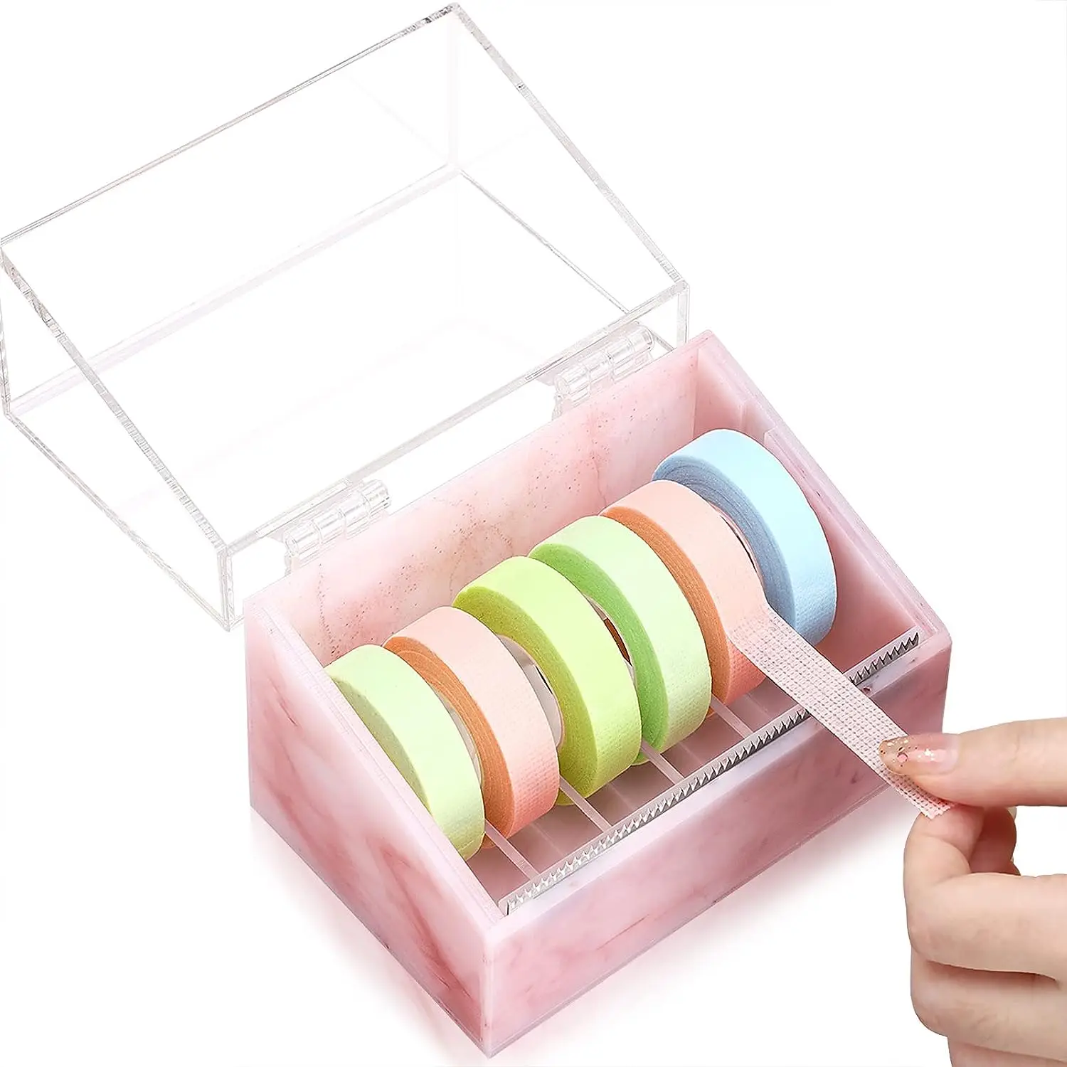Dustproof Eyelash Tape Cutter Acrylic Multi-Grids Tapes Storage Box False Eyelash Tape Dispenser Holder Eyelash Tool