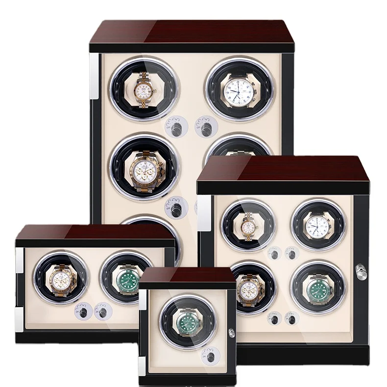 Automatic Piano Paint Wooden Watch Winder Luxury Mechanical Watch Storage Case Rotating Display Box with Led Light