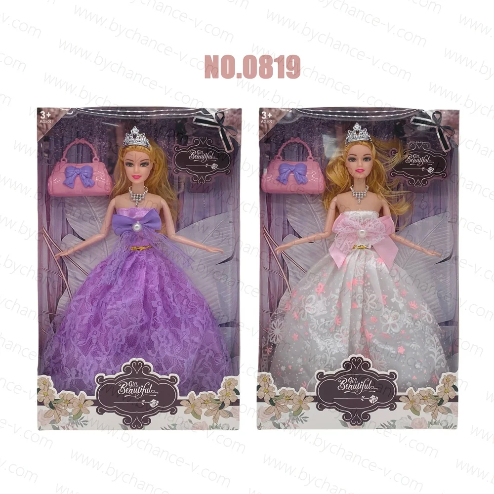 Best gift for young girls wedding groom and bride doll with beautiful evening dress princess dress girls pretend play hot toy