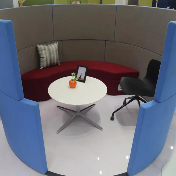 Modern round sofa sets office meeting privacy booth with plugged into electricity