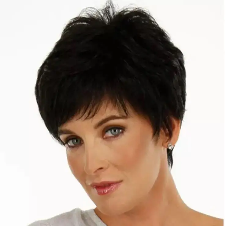 Short Cheap Hair Pixie Wigs Women Human Short Wigs Black Short Layered Wavy Cheap Multi Color Synthetic Hair Wigs