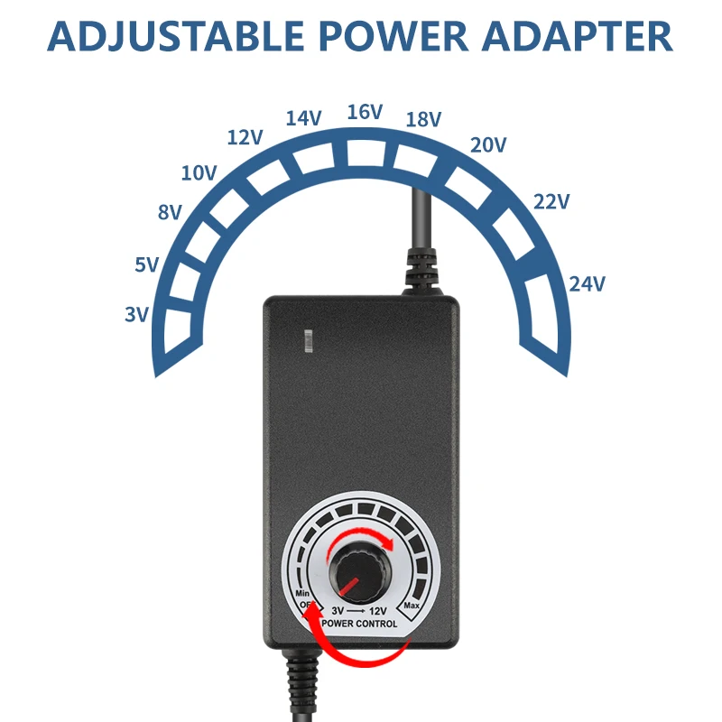 AC/DC Adaptor 3-24V 1A Adjustable Power Adapter 24V for LED Light
