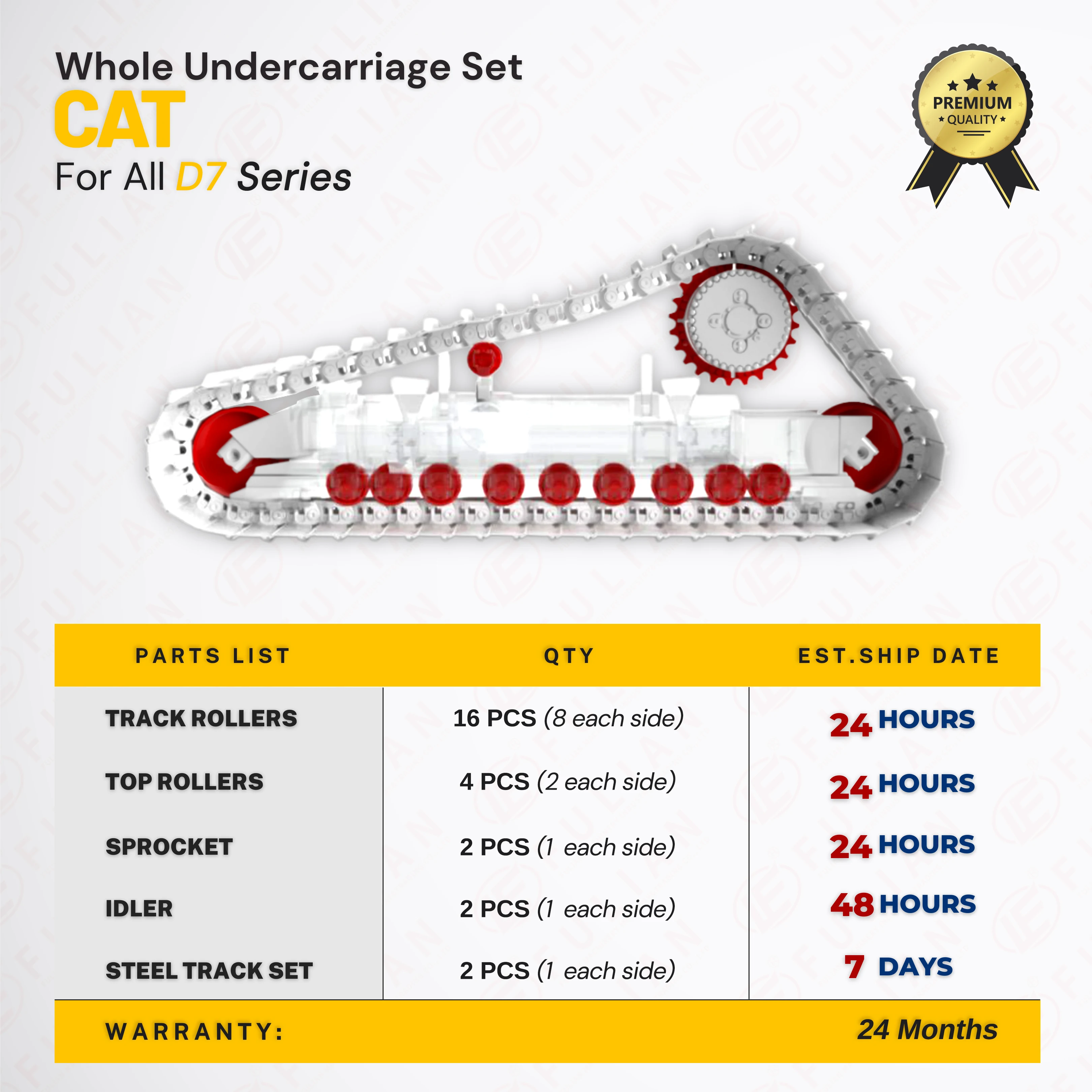 D7E D7G D7H D7R Bulldozer Undercarriage Parts Segment Sprocket Idler Top Roller Track Bottom Roller for Caterpillar D7 Series