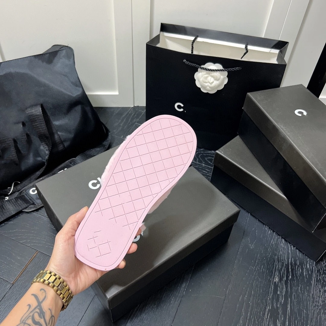 TOP Genuine Leather Cheap Famous Brand Luxury ladies designer slippers winter cotton slippers for women