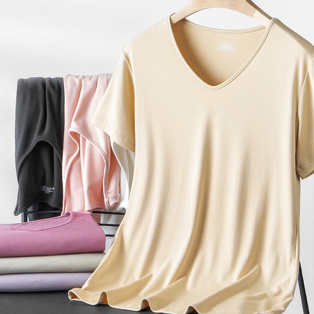 blank heavy weight V-neck ladies bamboo t shirt