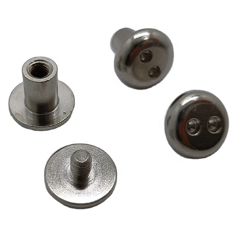 Custom M3 Carton Steel Nickel Plated Snake Eye Anti Theft Male And Female Double Lock Bolts Pair Lock Screws for Book