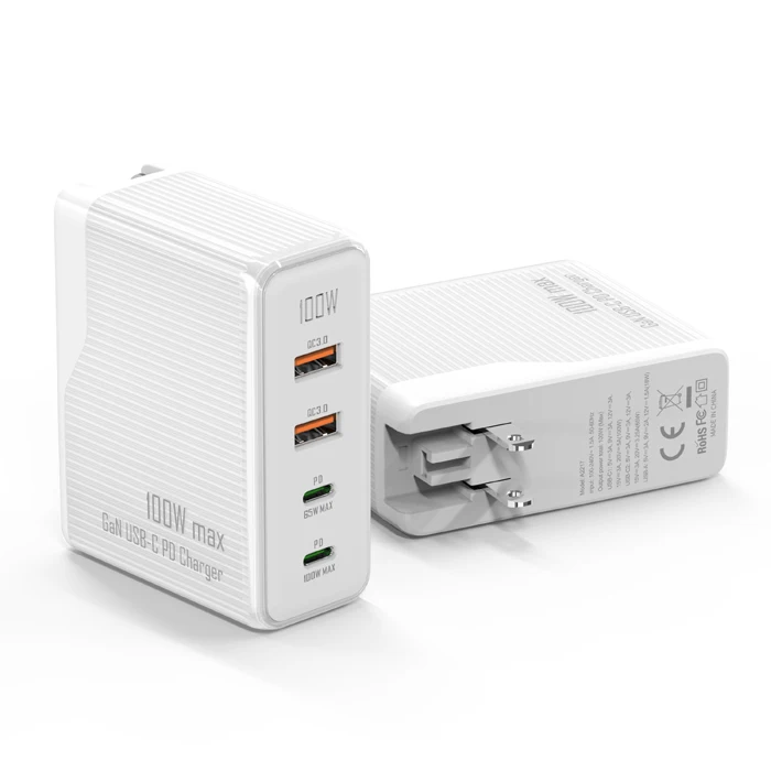 2023 New Arrival 100W PPS PD 3.0 4 port GaN wall charger Laptop USB C charger for Galaxy S22/S21 series phone 14/13/12