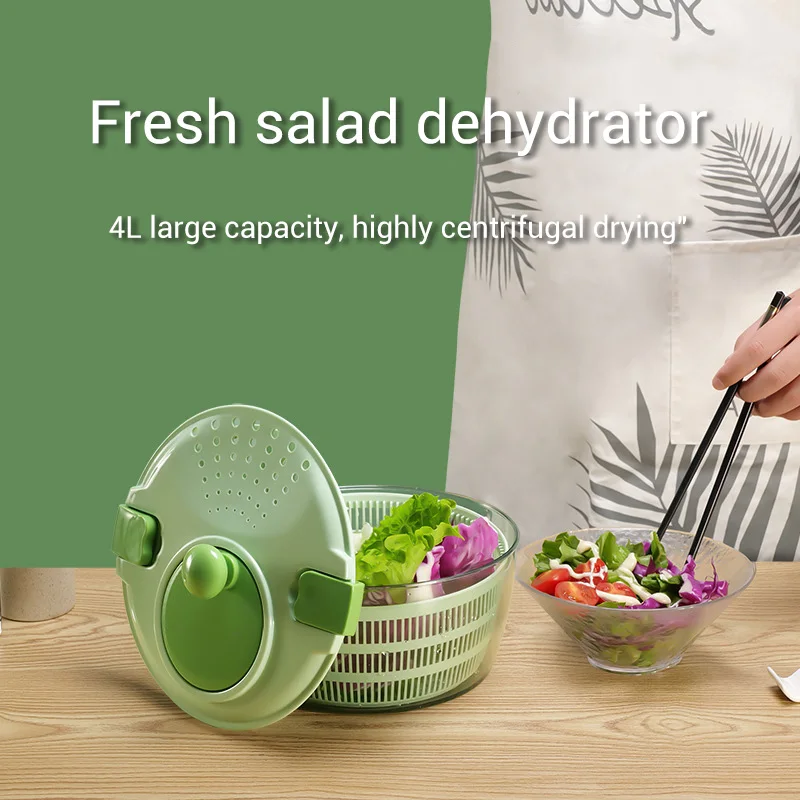 Household Mini Vegetable Salad Rotary Dryer Manual Plastic Kitchen Vegetable And Fruit Dehydrator