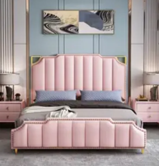 KEHUI Bedroom Furniture Set Luxury Design Turkey Crown Rice Drawers Firmes Fabric Mahogany Room Quilts King Size Bed Modern