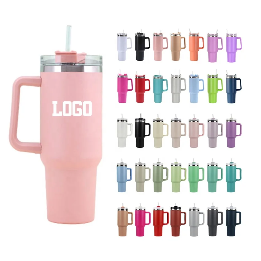 Wholesale 40oz Tumbler Cups Double Walled Vacuum Insulated Travel Coffee Mug Stainless Steel Tumbler Cups with Handle and Lid