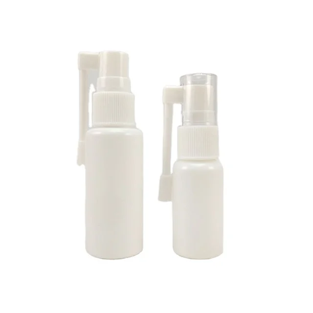 10ml 20ml 30ml 50ml white HDPE nasal throat spray bottle/oral sprayer bottles with long nozzle for medical packaging