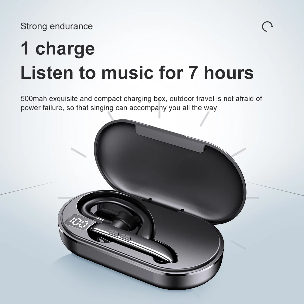 Yyk 530-1 Ear Hook Earphone Cellphone Office Driving Headphone Hands-free High Quality Led Display Rotatable Earbuds Earpiece