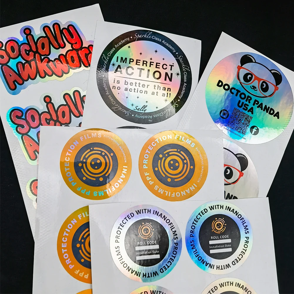 hologram Sticker Holographic Label personalized Adhesive Vinyl Die Cut Label Sheet Polypropylene Stickers