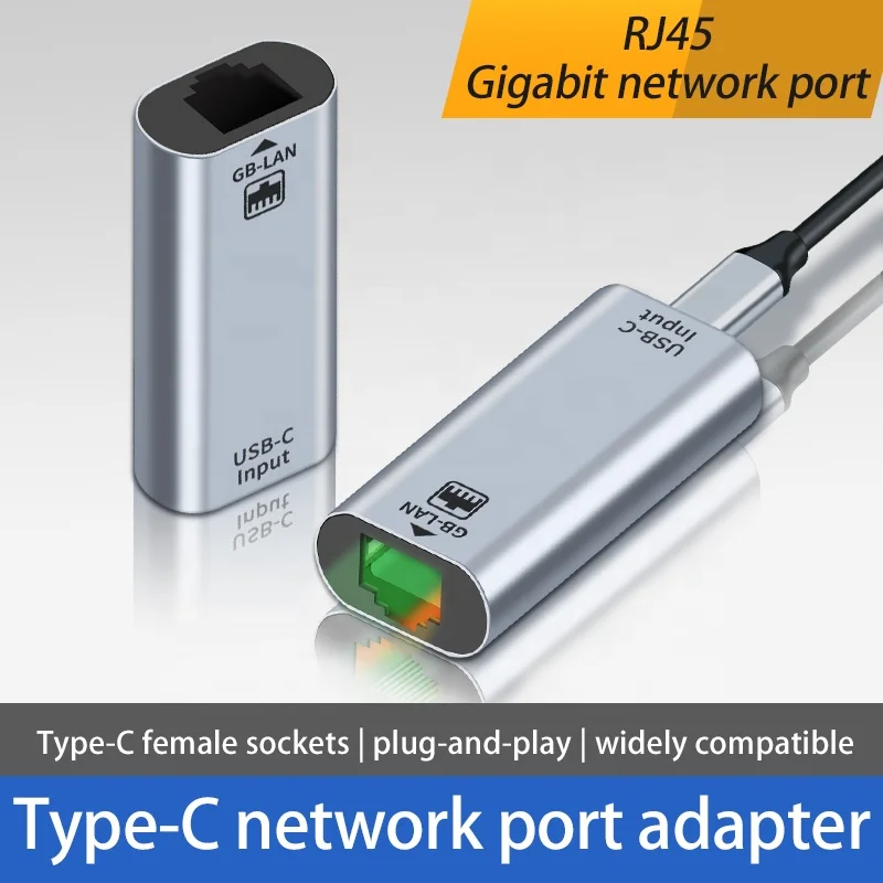 New Design Portable Mini Gigabit Rj45 Lan Converter 1000Mbps Usb C usb to ethernet adapter