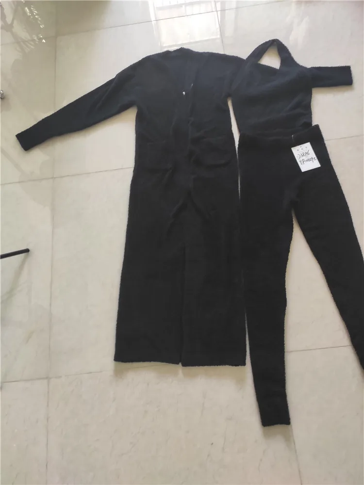 
Thin for Spring Sweater Casual Homewear Outfits loungewear set High Quality 3 pieces set women knitted sweater suits 