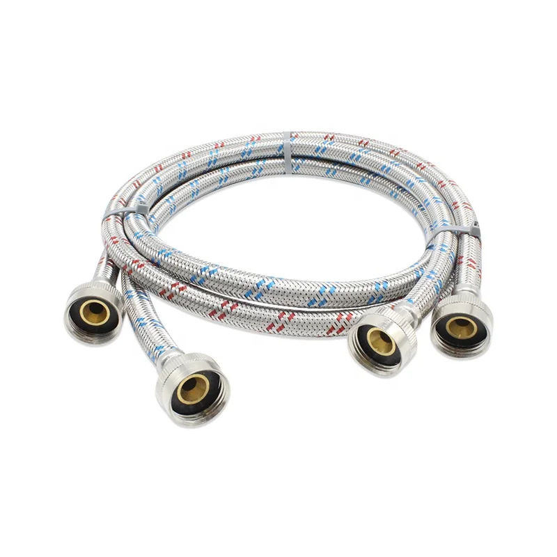 SRT Washer Hoses With Angles Hot and Cold Water Stainless Steel Braided Washing Machine Hose