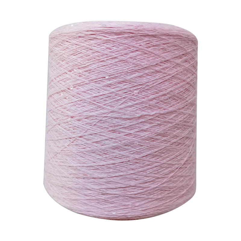 2024 Popular sequin yarn natural 3 stands cotton thread through with 3mm small sequins 1/7s yarn for knitting dress cloth