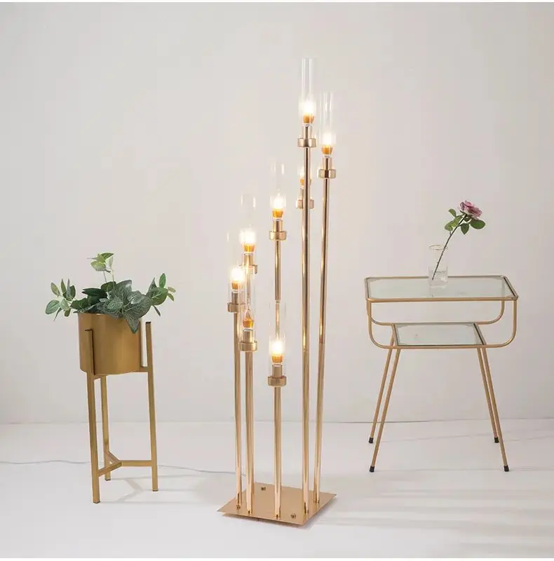 Weddings Party Table Centerpieces Stand Home Hotel Decoration s Gold Glass Candelabra Metal Candlesticks