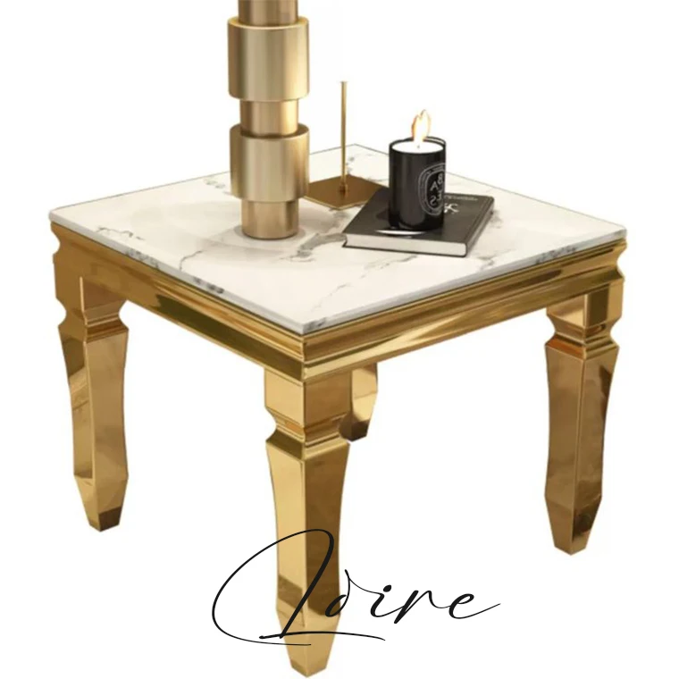Luxury American Classical End Table Modern Design Side Table Gold Silver Stainless Steel Marble Living Room Furniture