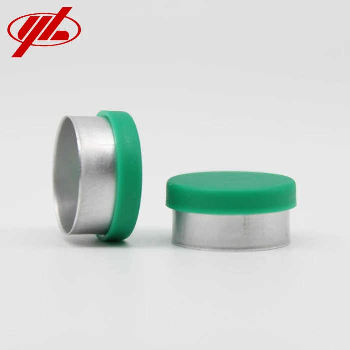 High Quality 13mm Green Unsmooth Plain Crimp Top Cap Aluminum Plastic Flip Top Cap for Sale