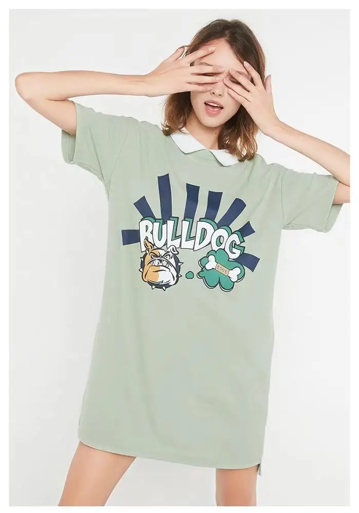 
manufacture price with high quality new design short sleeve solid print t-shirt dress for women 