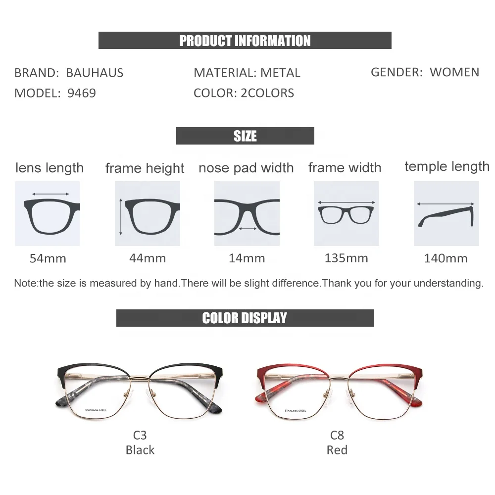 9469 Wholesale Warehouse High End Retro Nickle Free Stainless Steel Metal Eyeglasses Frame