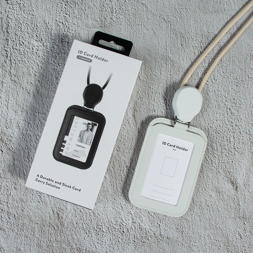 New Factory Customized Logo Government Student Employee Work Real Leather Photo ID Card Identification Portrait Card Holder