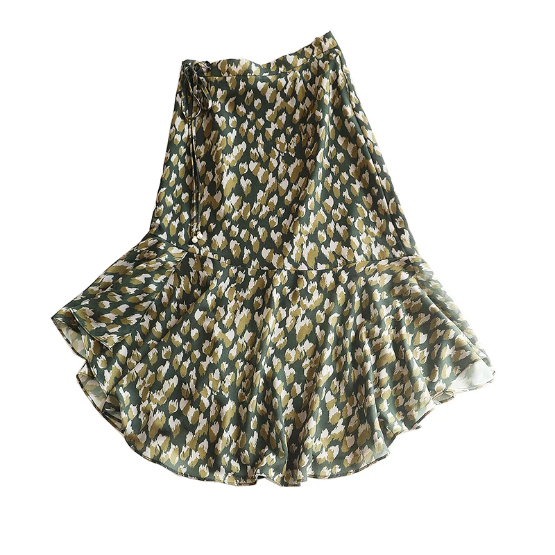 Boho Skirts Casual A-line Long Pattern High-waist Wrap Skirt Oem/odm Maxi Chiffon Printed Floral Women Skirts