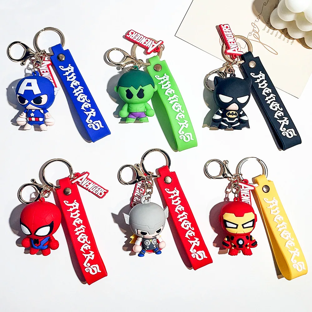 Wholesale hot selling 3D model PVC keychain cartoon spider green man keychain Avengers series keychain
