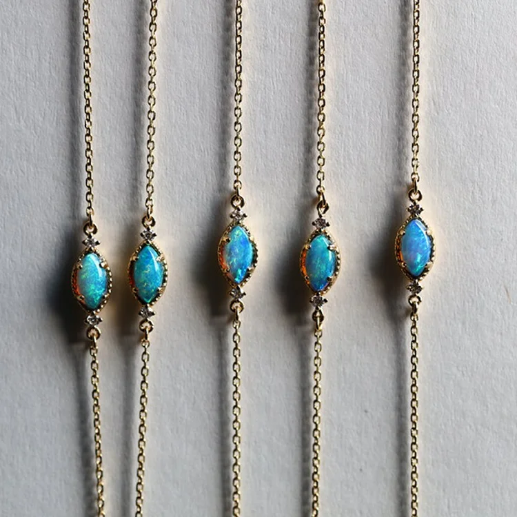 Fashion gold plated adjustable silver 925 high quality marquise opal stone bracelet bangles