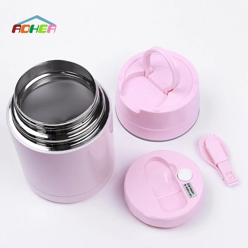 Оптовая продажа набор термосов Aohea большие изолированные стальные контейнеры для хранения пищевых продуктов детская банка с крышкой кольцом обеда