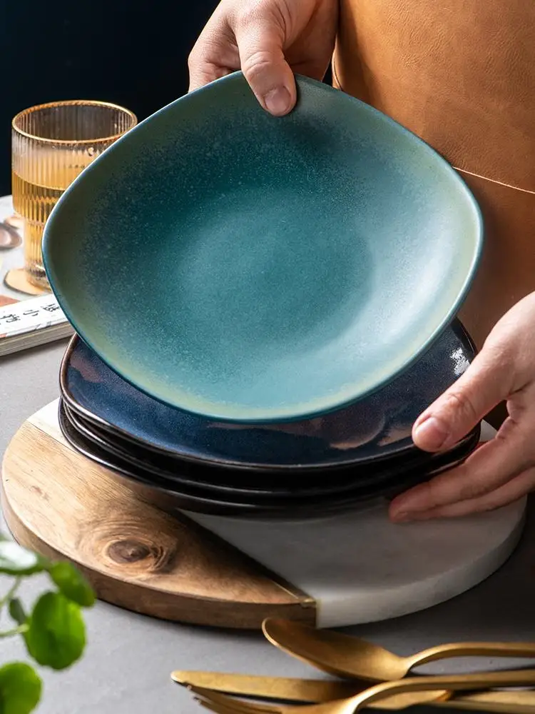 Factory price hot selling 10 inch modern irregular dinner plates porcelain plate ceramic dinnerware plate  for restaurant