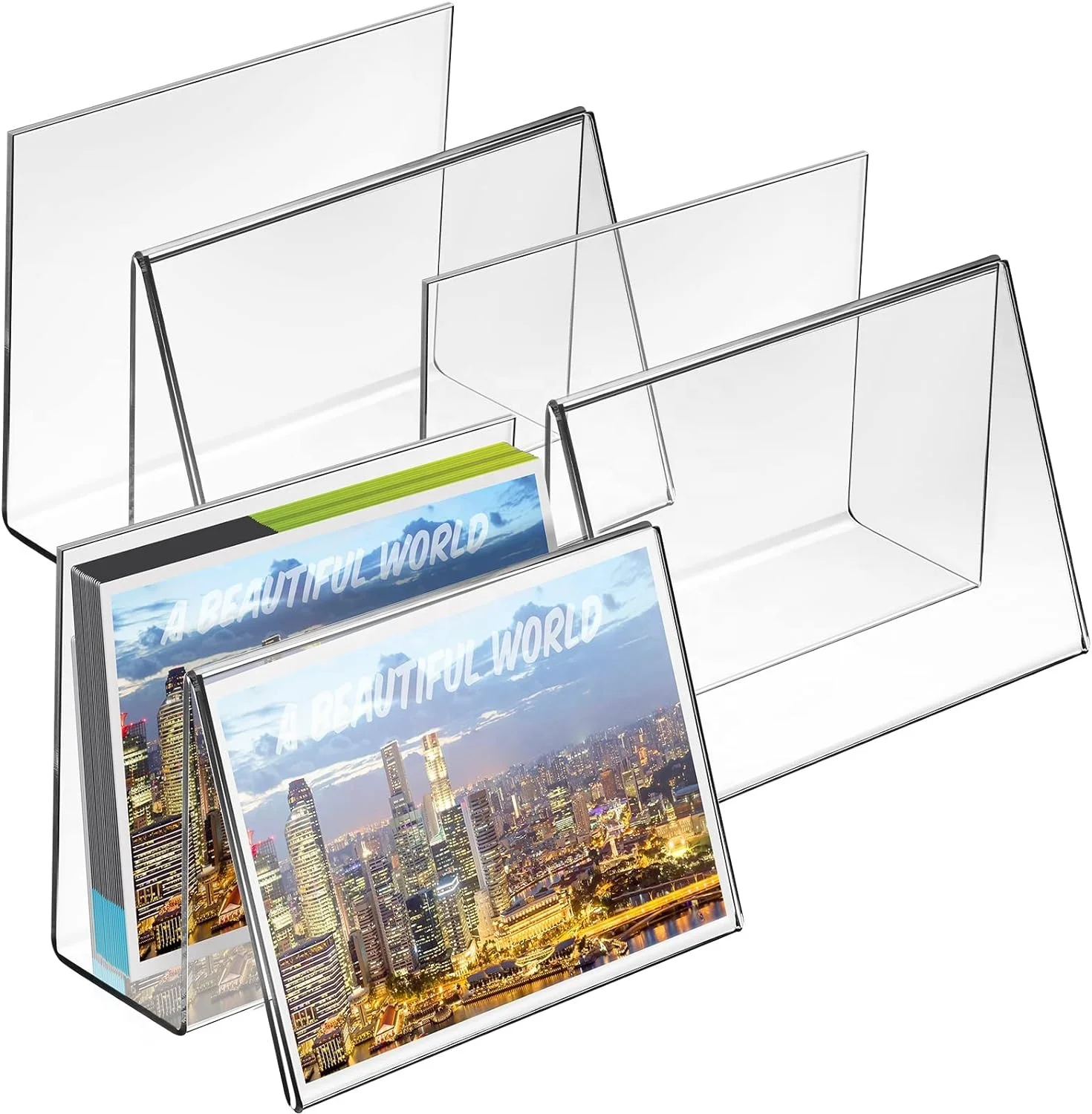 HQ Premium Acrylic Postcard Display Stand Clear Card Display Easel Holder Countertop Book display holder for Office School