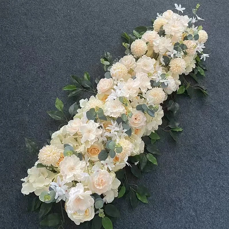Wholesale 1 m Wedding Decor Flower Artificial White Rose Table Bouquet Artificial Plants Artificial Flower for Wedding