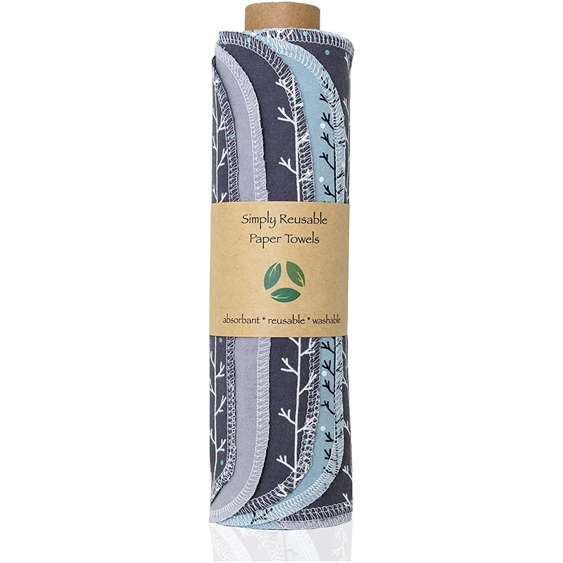 Фланелевая тканая хлопковая подставка для рулонов туалетной бумаги деревянный набор многоразовых кухонных бамбуковых безбумажных полотенец с